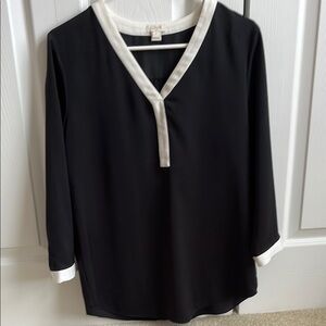 J Crew Black and Cream Top